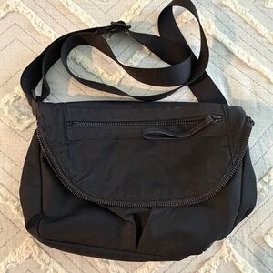 Black Crossbody Nylon Zip Flap Bag
